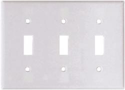 TOGGLE PLATE 3 GANG WHITE