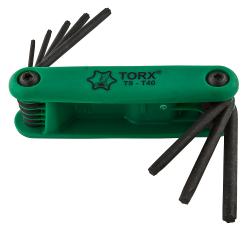 8PC FOLDUP TORX KEY SET T9 - T40