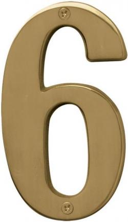 5" POLISHED BRASS NUMBER 6