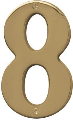 5" POLISHED BRASS NUMBER 8