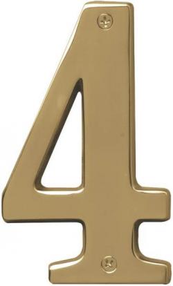 5" POLISHED BRASS NUMBER 4