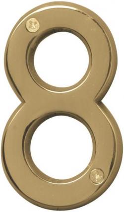 4" POLISHED BRASS NUMBER 8