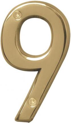 4" POLISHED BRASS NUMBER 9