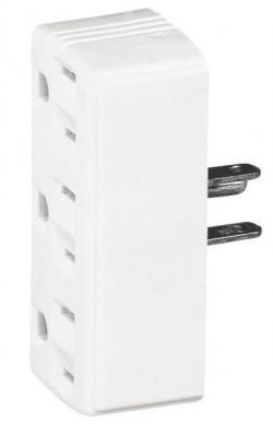 THREE OUTLET TAP GROUNDING WHITE
