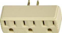 3 OUTLET ADAPTER W/ GROUND IVORY
