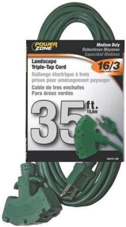 EXTENSION CORD 16/3 35' GREEN 3T