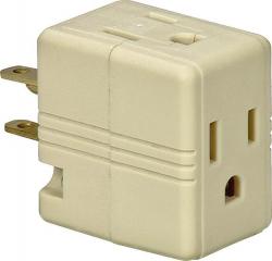 CUBE TAP 3 OUTLET GROUNDED IVORY