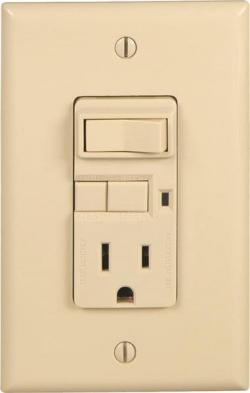 SWITCH RECEPTACLE GFCI 15A IVORY