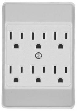 6 OUTLET POWER STRIP TAP WHITE