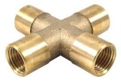 BRASS CROSS 4 WAY 1/4" FEMALE