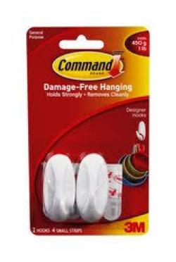 COMMAND SMALL HOOK WHITE 2PK