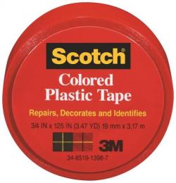 3M 3/4 PLASTIC TAPE RED