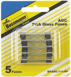 BUSSMAN FUSE 7.5A AGC-7-1/2 5PK