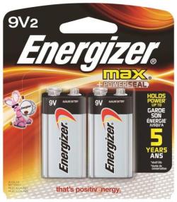 9V BATTERY 2 PK ENERGIZER