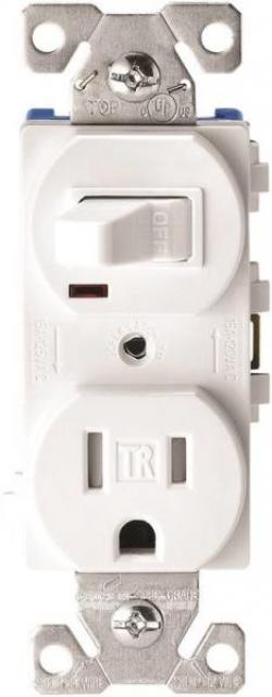 DUPLEX RECPTACLE/TOGGLE WHITE TR