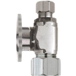 Shut-Off Valve, 5/8 x 3/8 in Compression, Brass, Chrome