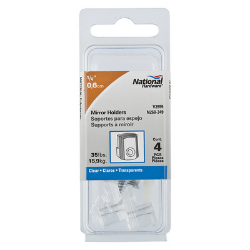 1/4" Clear Heavy-Duty Mirror Holders, 4 Count