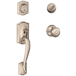 Camelot Single Cylinder Handleset, Satin Nickel