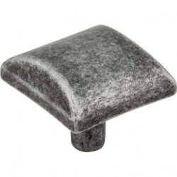 1-1/8" Distressed Antique Silver Square Glendale Cabinet Knob