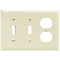 3-Gang 2-Toggle 1-Duplex Ivory Duplex Receptacle Plate