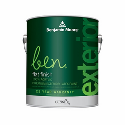 ben Exterior Paint Flat, White - 1 Quart