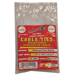 4" Natural Cable Ties, 18 Lb. Strength - 100 Pack