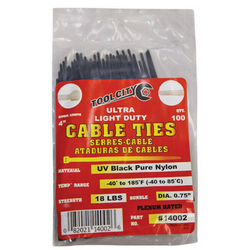 4" Black Cable Ties, 18 Lb. Strength - 100 Pack