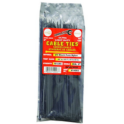 8" Black Cable Ties, 18 Lb. Strength - 100 Pack