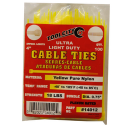 4" Yellow Cable Ties, 18 Lb. Strength - 100 Pack