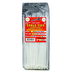 8" Natural Cable Ties, 40 Lb. Strength - 100 Pack