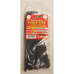 8" Black Cable Ties, 50 Lb. Strength - 100 Pack