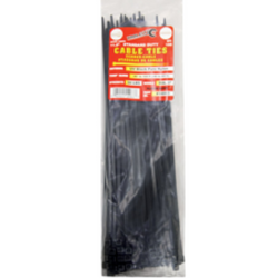 11.8" Black Cable Ties, 50 Lb. Strength - 100 Pack	