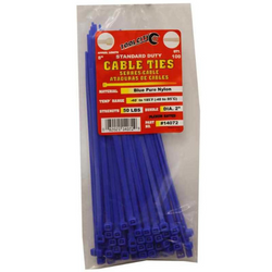 8" Blue Cable Ties, 50 Lb. Strength - 100 Pack	