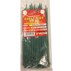 8" Green Cable Ties, 50 Lb. Strength - 100 Pack