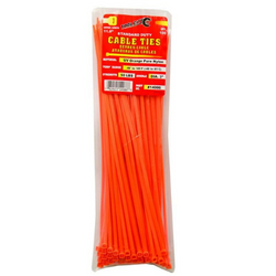 11.8" Orange Cable Tie, 100 Count - 50 Lbs