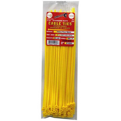 11.8" Yellow Cable Tie, 100 Count - 50 Lbs