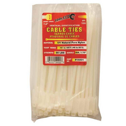 7.6" Natural Cable Tie, 100 Count - 50 Lbs