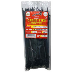 7.9" Black Cable Tie, 100 Count - 50 Lbs