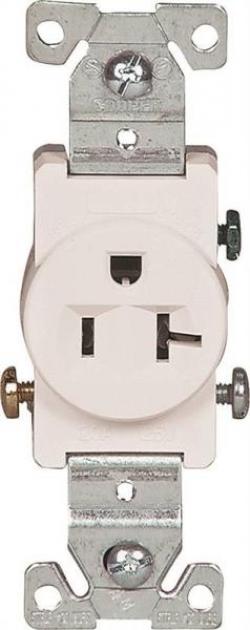 SINGLE RECEPTACLE 20A WHITE COM